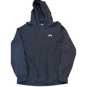 Stussy Basic all Black small chest logo Hoodie XL skater designer streetwear
